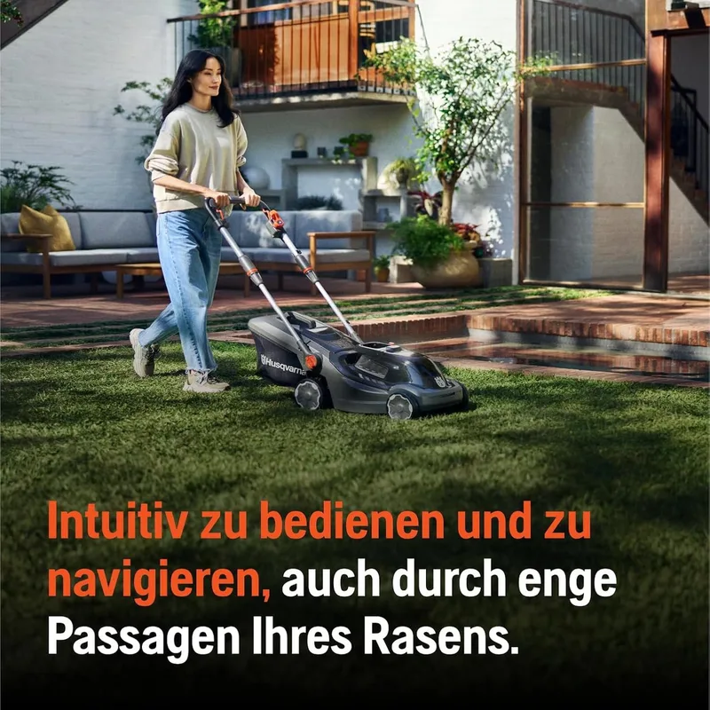 Accu grasmaaier Aspire LC34-P4A, voor 500 m² gazon I elektrische grasmaaier, 30 l opvangbak, 34 cm maaibreedte, compact en opvouwbaar (zonder accu & oplader) von Husqvarna – Produktbild 2 von 4
