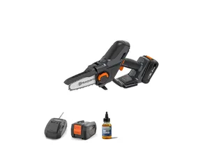 Akku-Kettensäge Aspire P5-P4A, 12 cm Schwertlänge, klein, kompakt, Astsäge für Äste bis 75 mm de Husqvarna, Gris – image du produit 1 sur 2