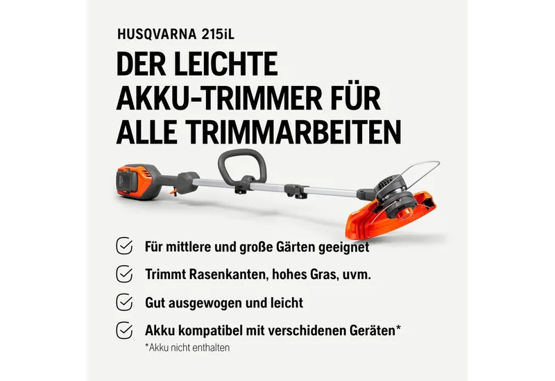Akku-Rasentrimmer 215iL, Kabelloser Trimmer mit 36V bürstenlosem Motor, exkl. Akku & Ladegerät fra Husqvarna, Orange – produktbillede 3 af 5