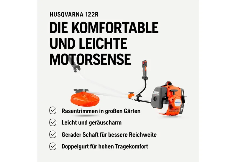 Benzin-Motorsense 122R, 2-Takt Freischneider, 43 cm Schnittbreite, Tap 'n Go Kopf de Husqvarna, Orange – image du produit 4 sur 5