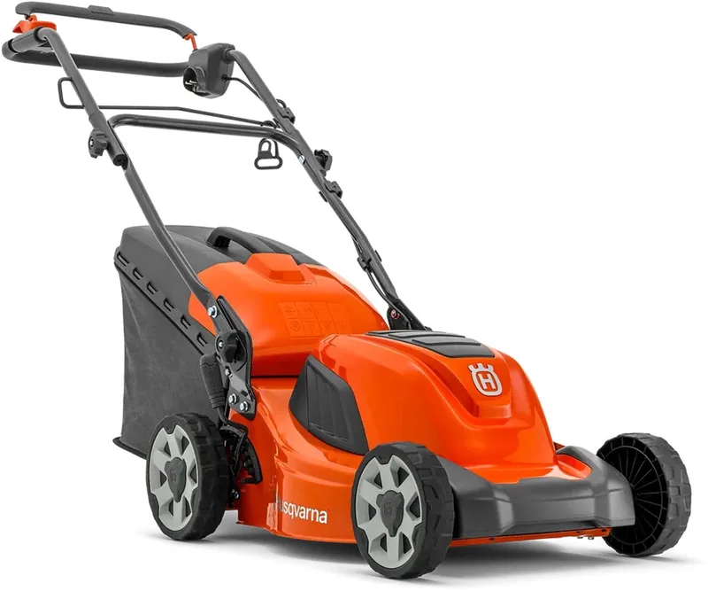 LC 141C elektrische grasmaaier - 41 cm maaibreedte, stille werking, centrale maaihoogteverstelling, inklapbare duwboom, 50 l opvangbak - ideaal voor middelgrote tuinen van Husqvarna – productafbeelding