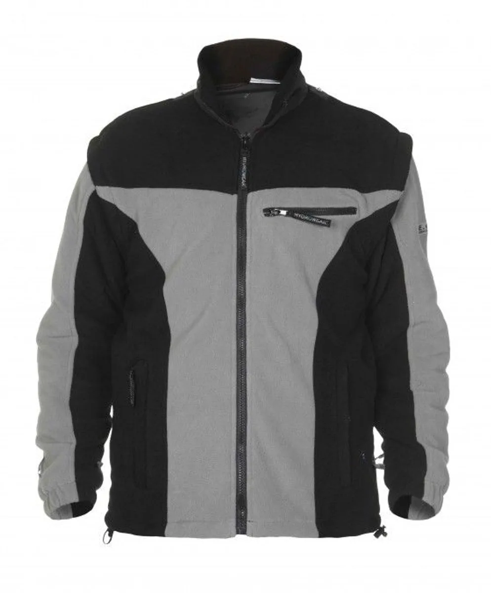 Kingston Fleece Jacket - Afritsbare Mouwen – Zwart/Donkergrijs – Werktrui van Hydrowear, Zwart, 3XL – productafbeelding