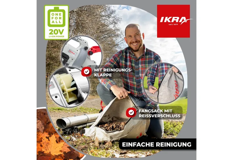 accu 3-in-1 bladblazer/-zuiger/-versnipperaar IALS 2-20 met 2 accu’s & dubbele snellader by IKRA – product image 5 of 5