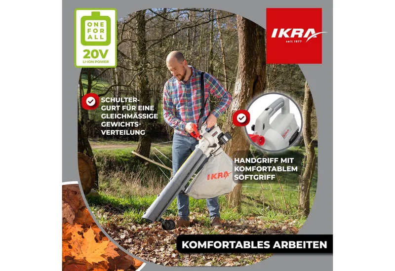 accu 3-in-1 bladblazer/-zuiger/-versnipperaar IALS 2-20 met 2 accu’s & dubbele snellader by IKRA – product image 4 of 5