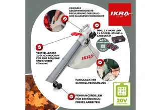 accu 3-in-1 bladblazer/-zuiger/-versnipperaar IALS 2-20 met 2 accu’s & dubbele snellader by IKRA – product image 2 of 5