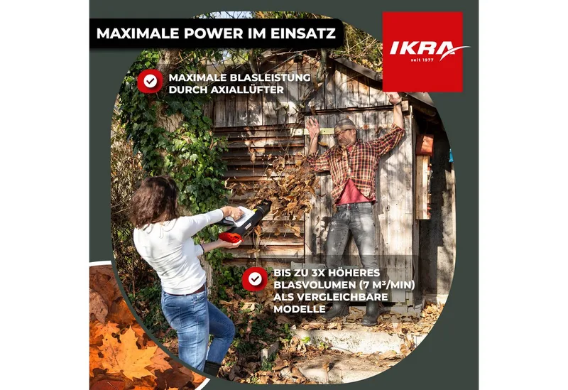 accu-axiale bladblazer ICB 20, licht en compact, incl. 2 x 20V accus (2,0 Ah) en snellader von IKRA – Produktbild 3 von 5