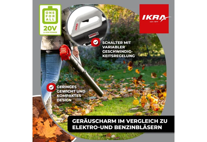 accu-axiale bladblazer ICB 20, licht en compact, incl. 2 x 20V accus (2,0 Ah) en snellader von IKRA – Produktbild 4 von 5