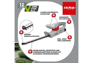 accu-heggenschaar IAHS 1240, inclusief accu, oplader en veiligheidsbril, lichtgewicht 2 kg de IKRA – image du produit 2 sur 5