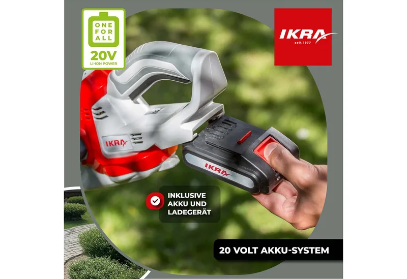 GmbH Akku-Heckenschere IAHS 20-1, 20 V - Lasergeschliffene Messer von IKRA – Produktbild 3 von 5