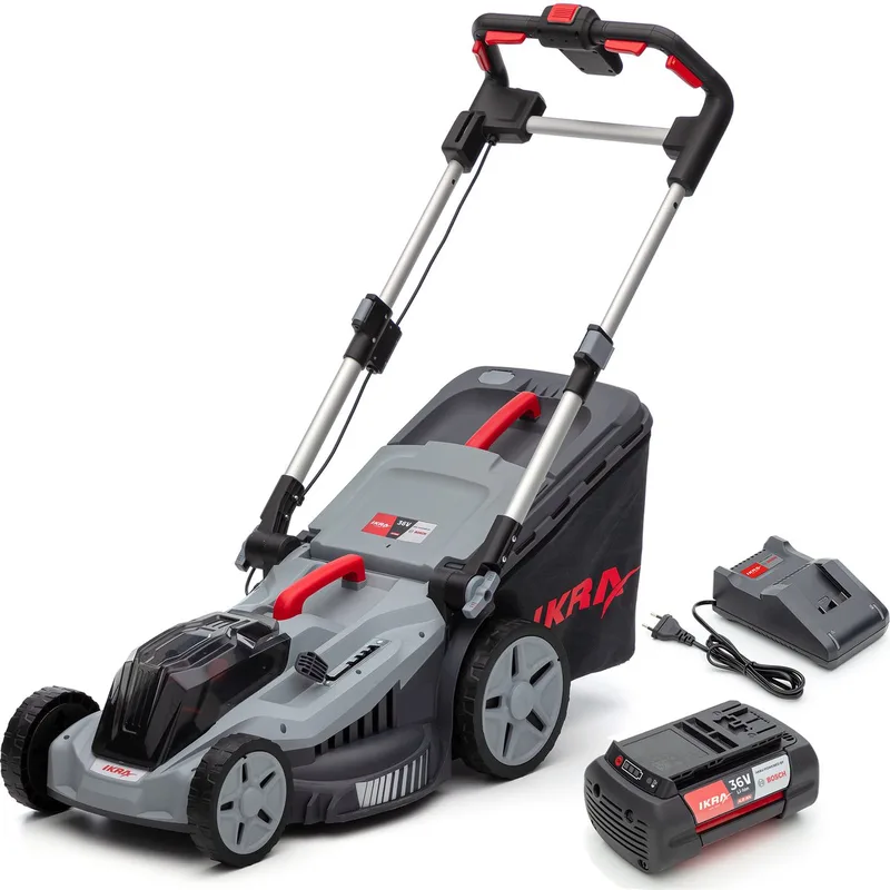 Bosch 36 V 3-in-1 accu-grasmaaier IB-LM 43 met mulchfunctie, voor gazons tot circa 600 m² – inclusief accu (4,0Ah) en oplader de IKRA – image du produit