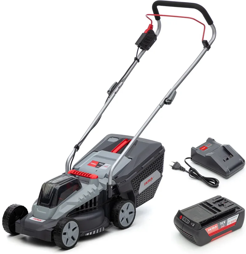 Bosch 36 V accu-grasmaaier IB-LM 33 voor gazons tot circa 250 m² – inclusief 36V accu (2,0 Ah) en oplader de IKRA – image du produit