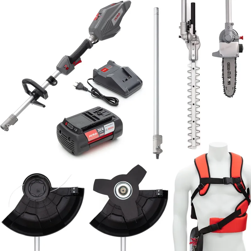 Bosch 36V 4-in-1 accu-multitool IB-MT 36 met grastrimmer, bosmaaier, telescopische heggenschaar en hoogsnoeier, 36V accu (4,0 Ah) en oplader von IKRA – Produktbild 1 von 5