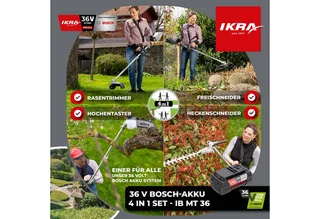 Bosch 36V 4-in-1 accu-multitool IB-MT 36 met grastrimmer, bosmaaier, telescopische heggenschaar en hoogsnoeier, 36V accu (4,0 Ah) en oplader von IKRA – Produktbild 3 von 5