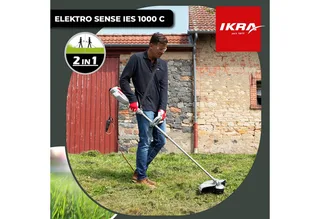 elektrische bosmaaier en grastrimmer IES 1000 C, 1.000 W, incl. 2 draadspoelen, 3-tands mes, schouderriem & veiligheidsbril van IKRA – productafbeelding 5 van 5