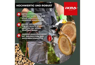 elektrische kettingzaag KSE 2400-40, inclusief twee reserveketting, 2.400 W, zaagblad 40 cm – geproduceerd in Duitsland van IKRA – productafbeelding 4 van 5