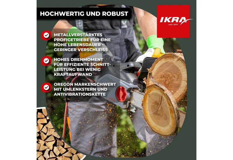 elektrische kettingzaag KSE 2400-40, inclusief twee reserveketting, 2.400 W, zaagblad 40 cm – geproduceerd in Duitsland van IKRA – productafbeelding 4 van 5