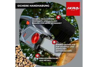 elektrische kettingzaag KSE 2400-40, inclusief twee reserveketting, 2.400 W, zaagblad 40 cm – geproduceerd in Duitsland van IKRA – productafbeelding 5 van 5