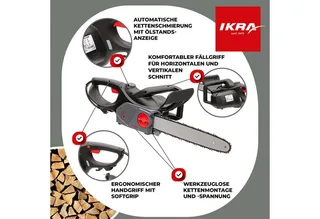 elektrische kettingzaag KSE 2400-40, inclusief twee reserveketting, 2.400 W, zaagblad 40 cm – geproduceerd in Duitsland van IKRA – productafbeelding 3 van 5