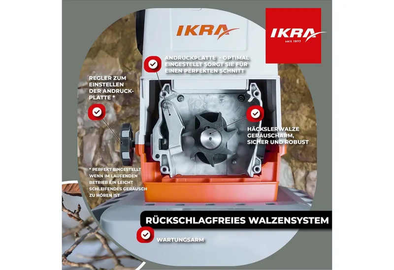 elektrische rolversnipperaar ILH 2800, stil en onderhoudsarm, takdikte tot 44 mm met Bypass-snoeischaar de IKRA – image du produit 5 sur 5