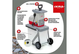 elektrische rolversnipperaar ILH 2800, stil en onderhoudsarm, takdikte tot 44 mm met Bypass-snoeischaar de IKRA – image du produit 3 sur 5
