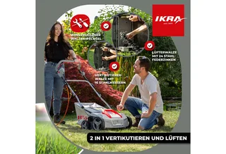 elektrische verticuteermachine en gazonbeluchter IEVL 1838, 1.800 W, werkt over een breedte van 38 cm, incl. rollen en opvangzak de IKRA – image du produit 5 sur 5