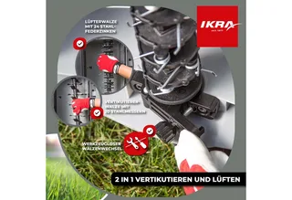 elektrische verticuteermachine en gazonbeluchter IEVL 1840, 1.800 W, werkt over een breedte van 40 cm, opvangzak van 55 liter de IKRA – image du produit 3 sur 3