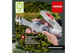 IKRA 2-in-1 accu-heggenschaar ICPH 2050 met telescoopsteel, schouderriem, 2x 20 V accus en snellader by IKRA – product image 5 of 5