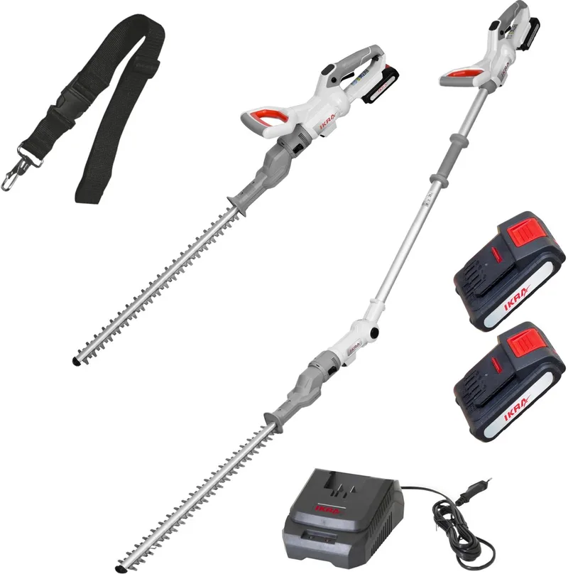 IKRA 2-in-1 accu-heggenschaar ICPH 2050 met telescoopsteel, schouderriem, 2x 20 V accus en snellader by IKRA – product image 1 of 5