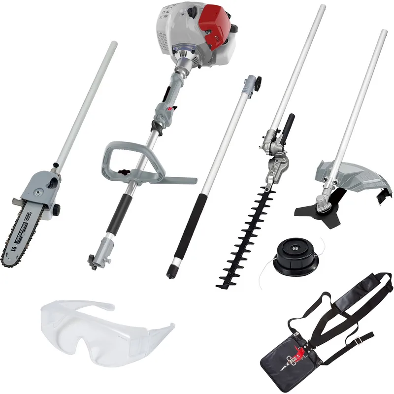 Multitool IBKH 33-1 4-in-1 benzine-bosmaaier, trimmer, takkenschaar en heggenschaar, met een veiligheidsbril van IKRA – productafbeelding 1 van 5