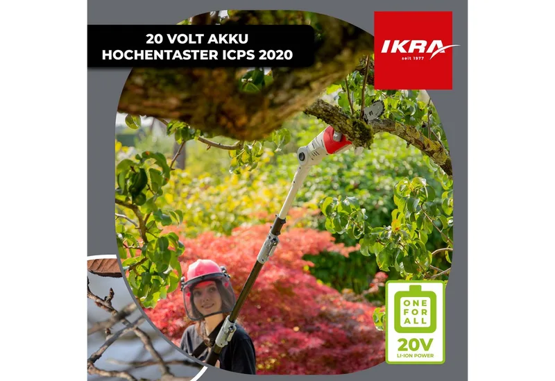 telescopische accu-hoogsnoeier ICPS 2020, werkhoogte tot 4 meter, inclusief schouderriem, 2 x 20 V accus en snellader by IKRA – product image 2 of 5