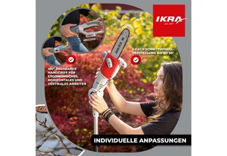 telescopische accu-hoogsnoeier ICPS 2020, werkhoogte tot 4 meter, inclusief schouderriem, 2 x 20 V accus en snellader by IKRA – product image 4 of 5