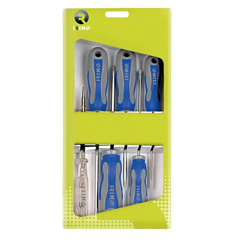 Set Mit 6 Elektrikerschraubendrehern 3 Flach 2 Ph Und Tester von Irimo – Produktbild