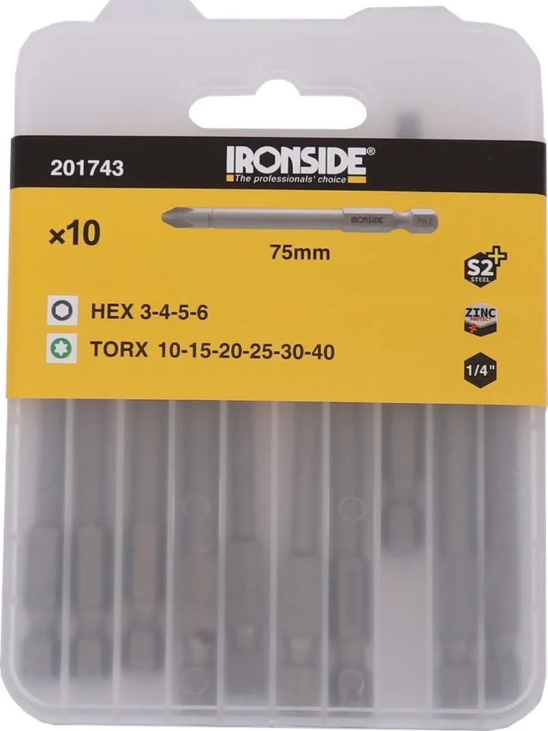 Bitset TORX-HEX 75mm 10st von Ironside – Produktbild