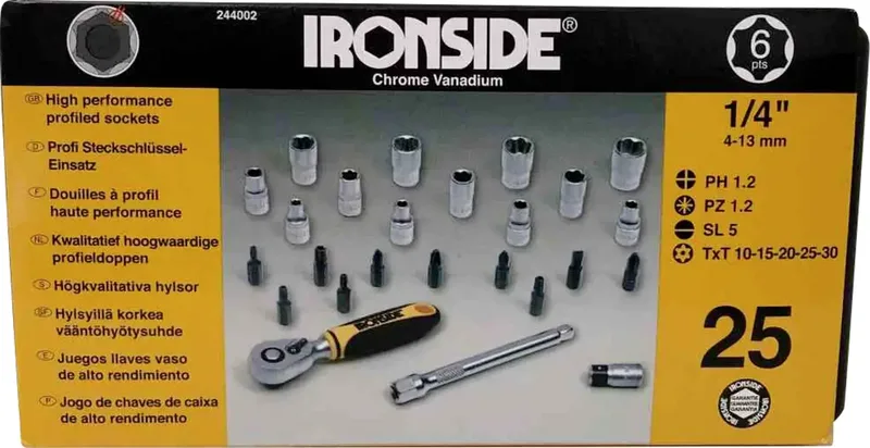 Steckschlüsselsatz 1/4 (6.3 mm) 244002 by Ironside – product image 1 of 2