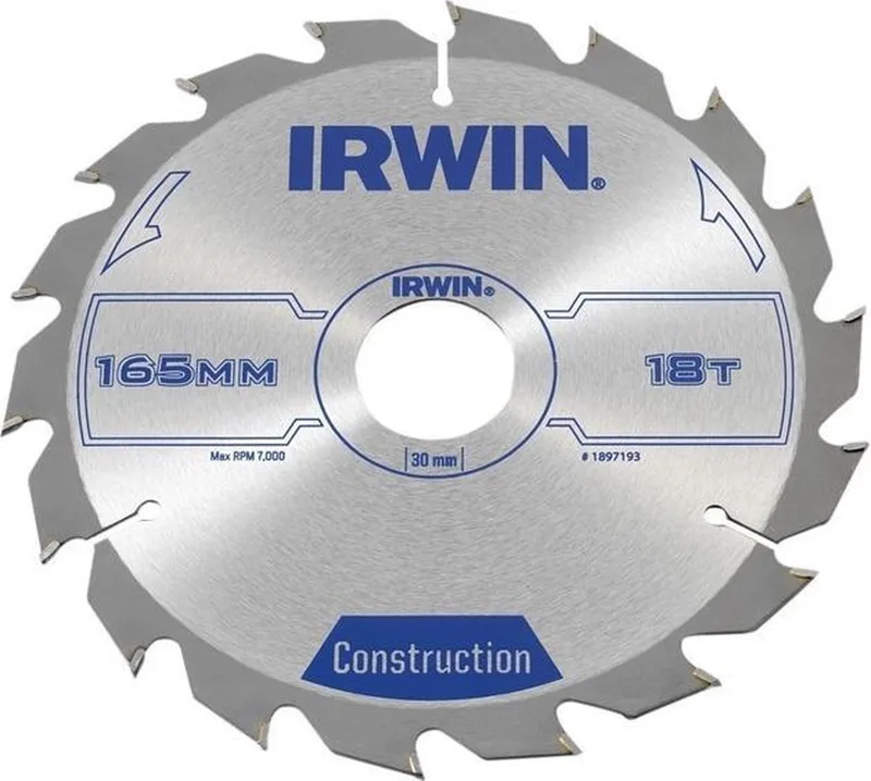 Cirkelzaagblad voor Hout | Construction | Ø 165mm Asgat 30mm 18T - 1897193 von Irwin – Produktbild