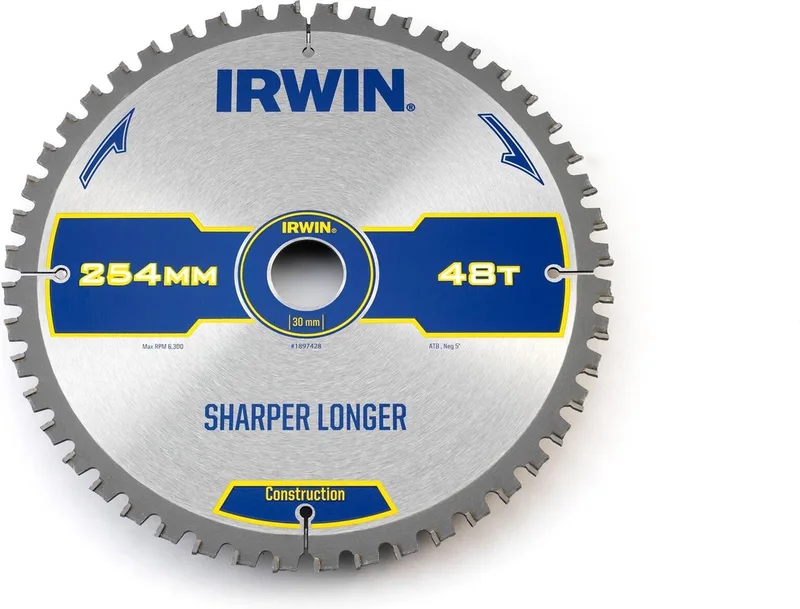 Construction Serie - Cirkelzaagblad - 254mm - 48 Tanden - ATB Geometrie by Irwin – product image