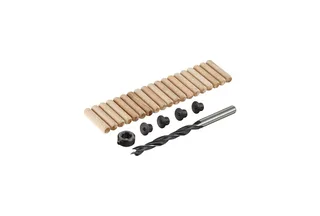 deuvelset Ø8 mm bestaande uit 20 houten deuvels, 1 houtspiraalboor met dieptestop en centreerpunten. de Irwin – image du produit 2 sur 2