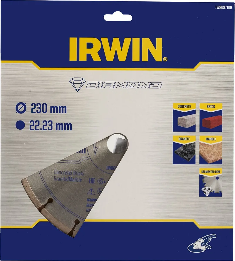 diamantzaagblad voor haakse slijper Ø230 mm. Voor steen. von Irwin – Produktbild