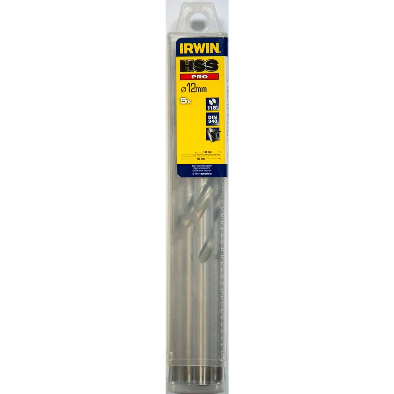 HSS PRO Metaalboor (lang) 118° 12.0mm 5PCS van Irwin – productafbeelding