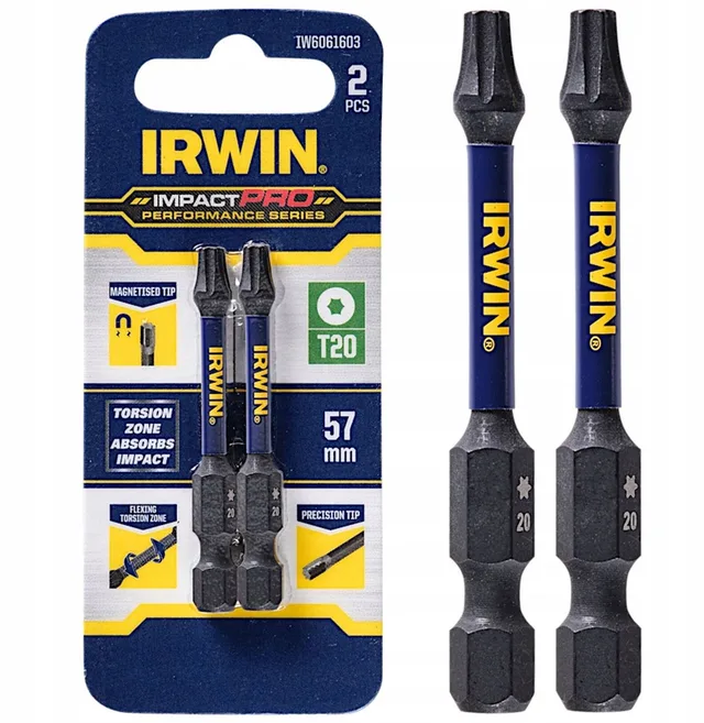 Impact Pro Torx T20 Schroefbits 57mm 2 Stuks