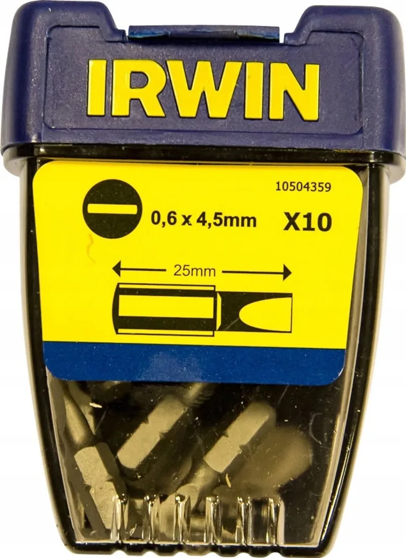 Platte Bits Set 25mm 1/4" (10 Stuks) van Irwin – productafbeelding