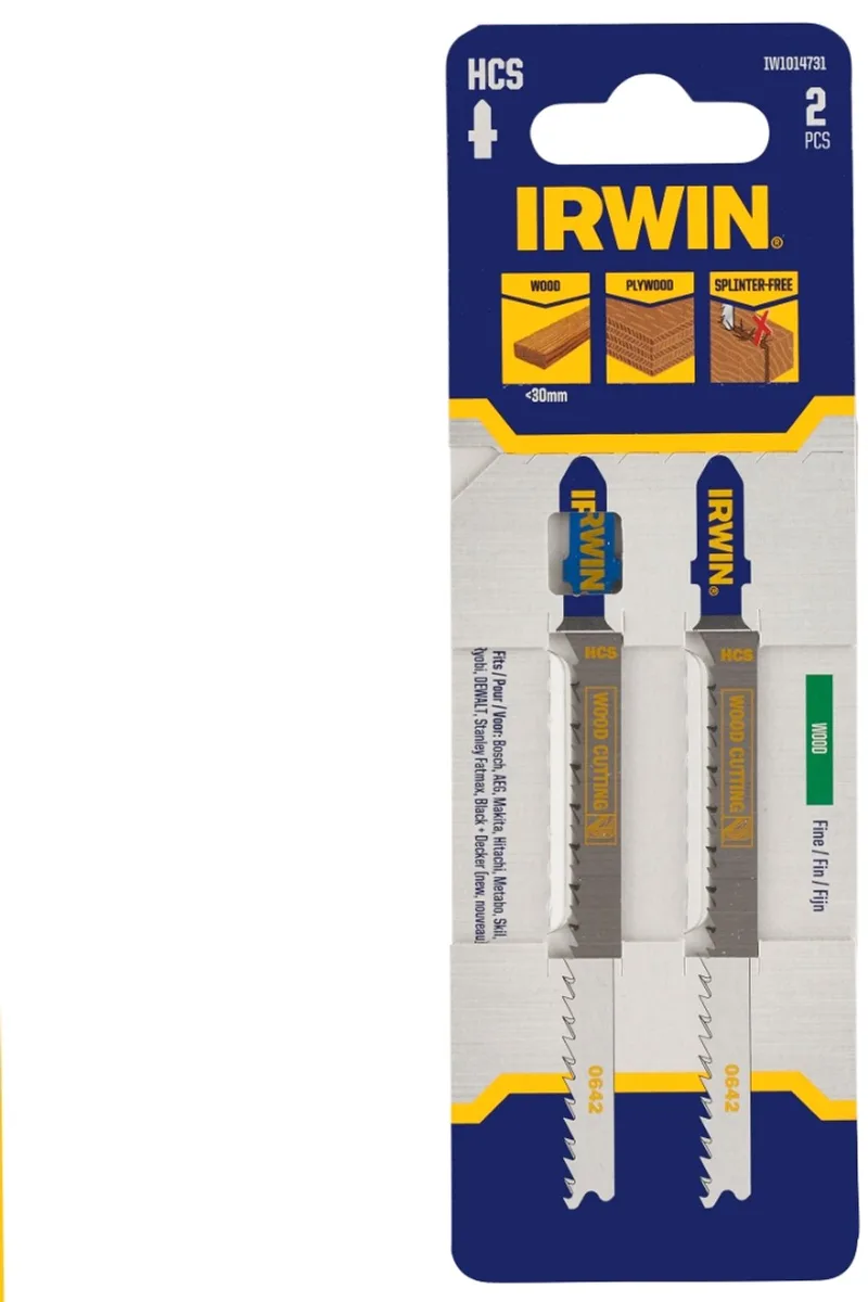 Pro decoupeerzaagblad met T-aansluiting, voor hout, fijne vertanding, 2 stuks de Irwin – image du produit