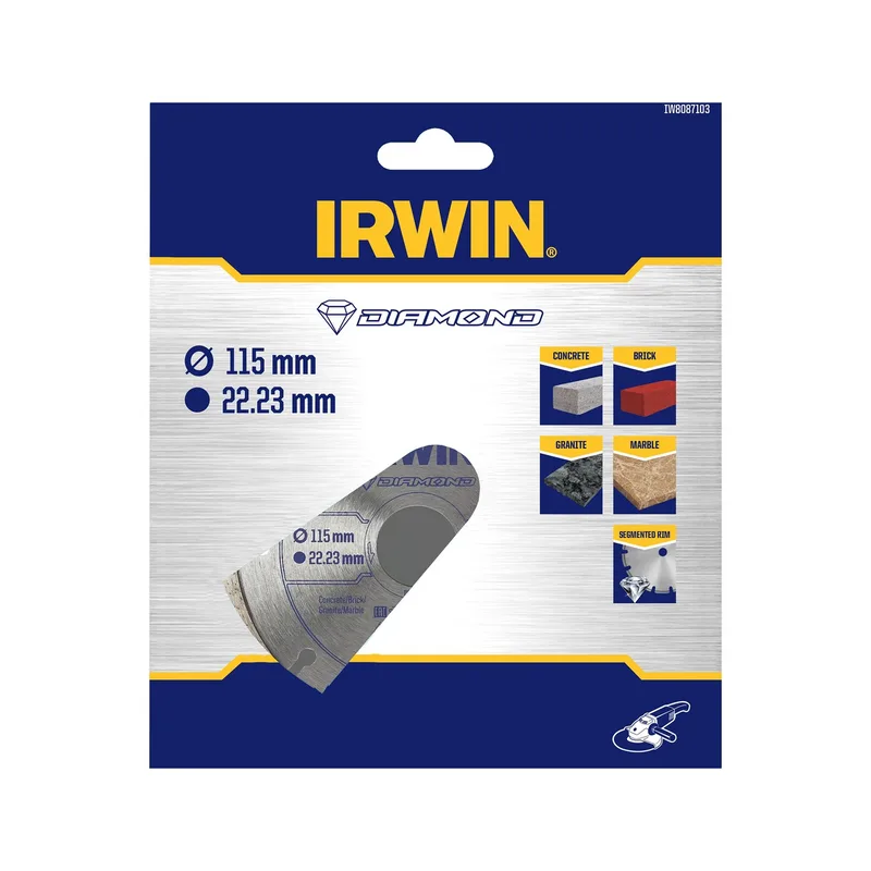 Pro Performance diamantzaagblad 115mm voor haakse slijper, steen, gesegmenteerde rand fra Irwin – produktbillede 2 af 2
