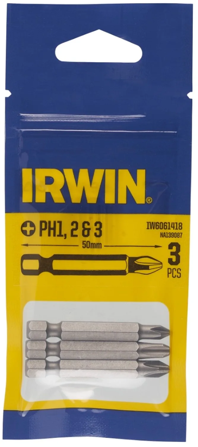 schroefbit Phillips 50 mm PH1/PH2/PH3 3 stuks van Irwin – productafbeelding