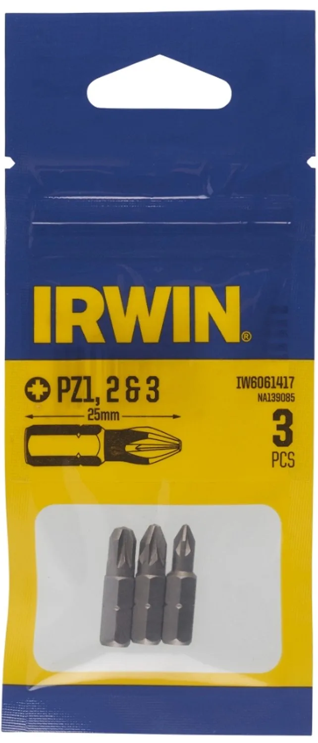 schroefbit Pozidriv 25 mm PZ1/PZ2/PZ3 3 stuks by Irwin – product image