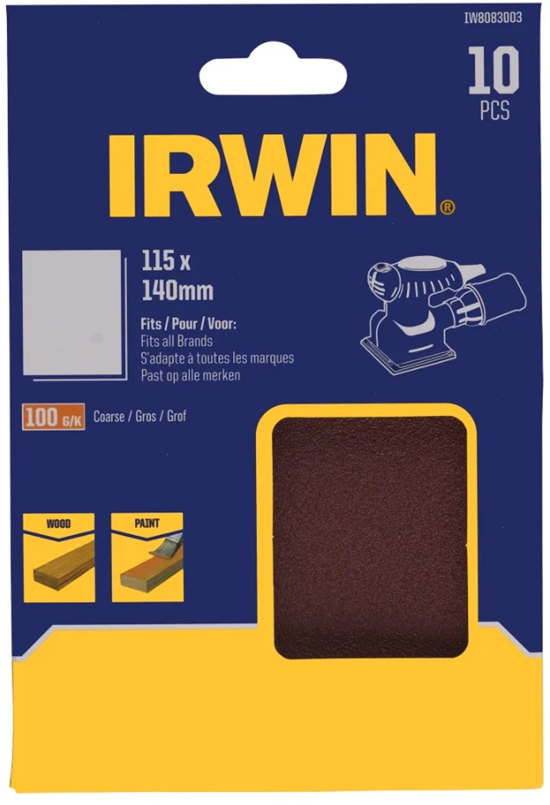 schuurvel 140 x 115 mm K100 voor klembevestiging, zonder perforatie, 10 stuks. de Irwin – image du produit