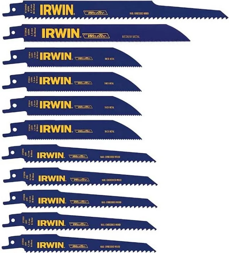 Set bimetal reciprozaagbladen voor hout, PVC en metaal 11PCS, diverse vertanding en lengte de Irwin – image du produit