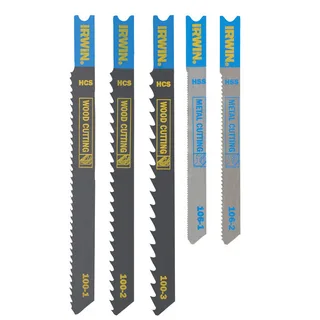Set decoupeerzaagbladen 5PCS Mix 3xhout, 2xmetaal. Diverse vertanding. U-aansluiting. von Irwin – Produktbild 2 von 2