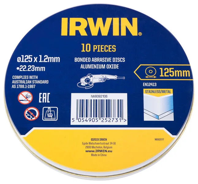 Slijpschijven Metaal – 10 stuks Ø125 x 1,2 mm (in blik) von Irwin – Produktbild