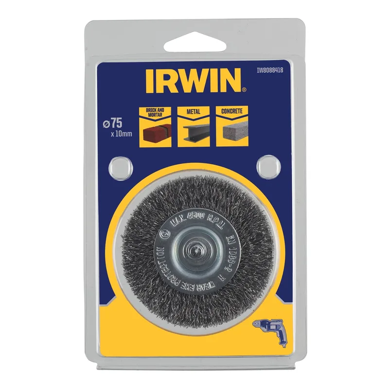 Staaldraadborstel (boormachine) voor steen, beton, staal, diameter 75mm, dikte 10mm. by Irwin – product image 2 of 2